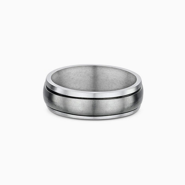 Rounded titanium and gold ring 7202T01