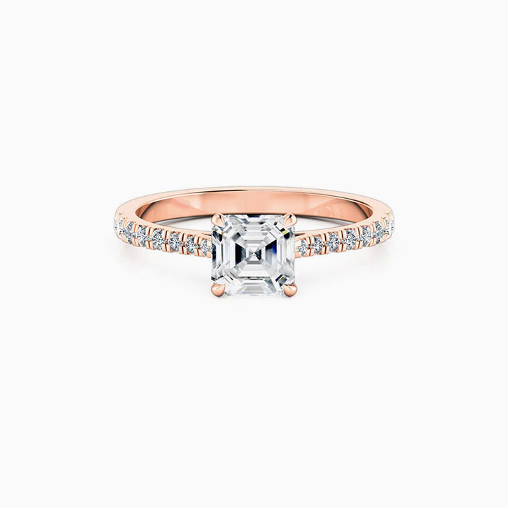 Asscher Cut Engagement Ring On A diamond Band