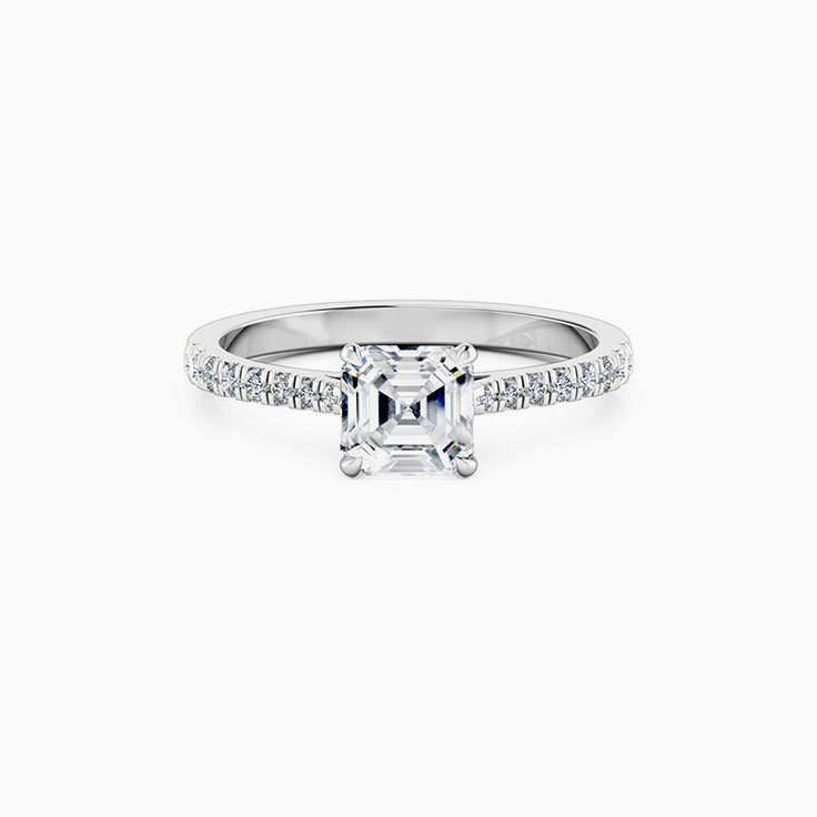 Asscher Cut Engagement Ring On A diamond Band