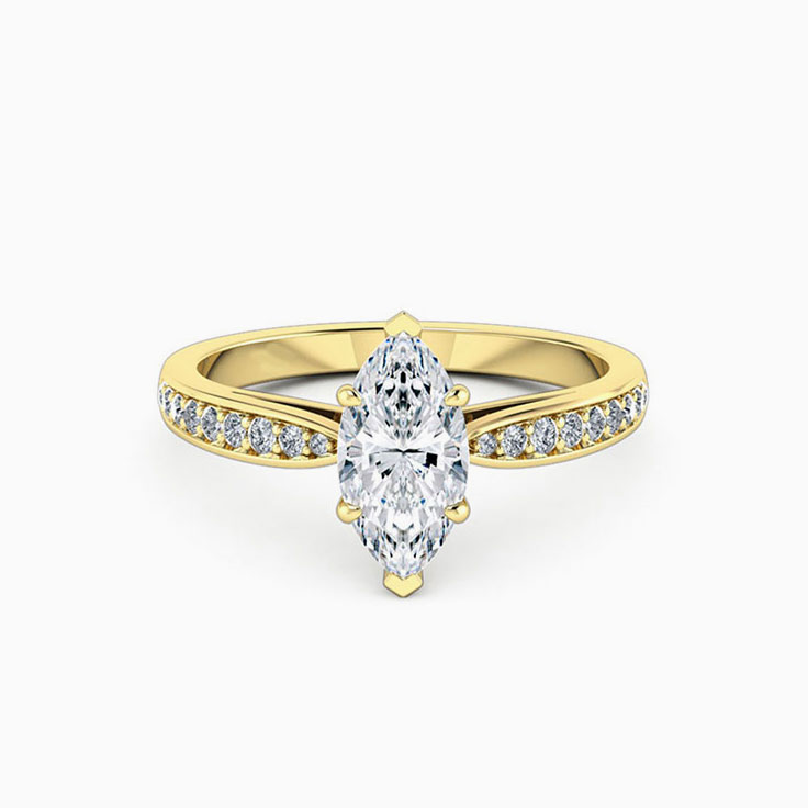Marquise Cut Diamond Engagement Ring With pave Diamond Band
