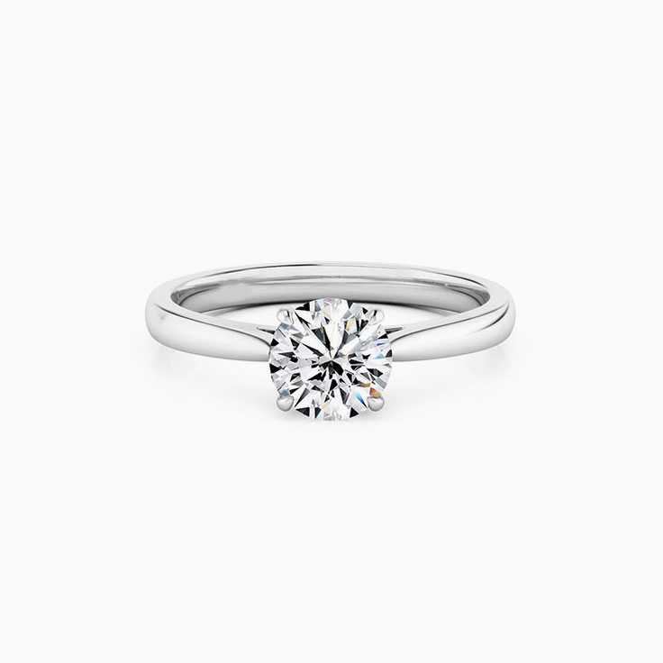 Round Brilliant Cut Diamond Engagement Ring in a 4 Claw Cathedral Setting