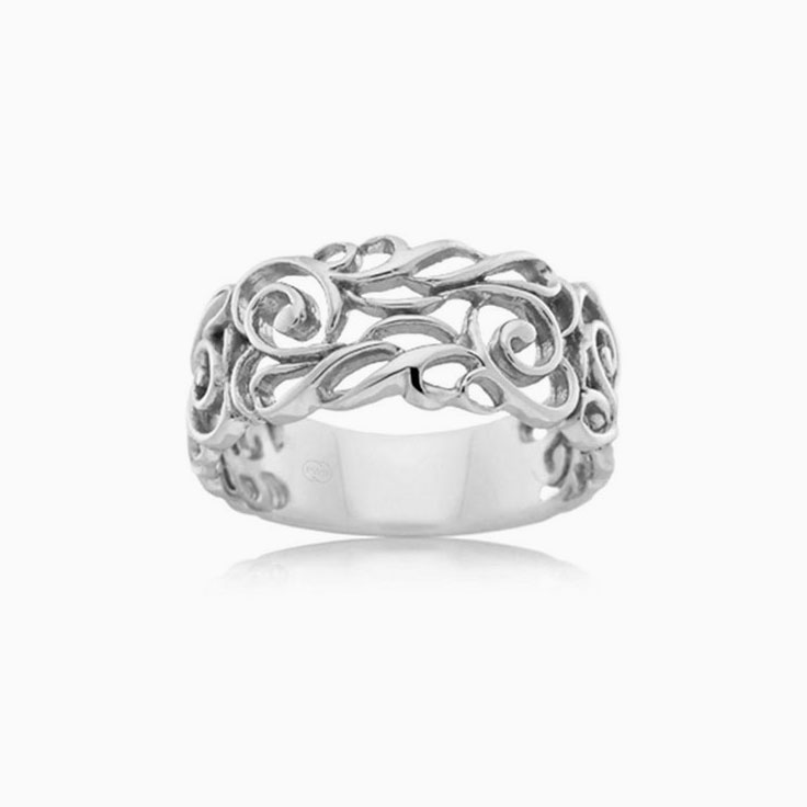 Patterned ladies gold ring J2398