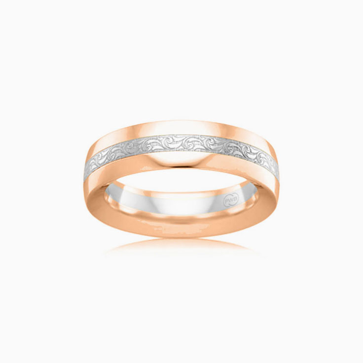 Two tone mens wedding ring 2T3825