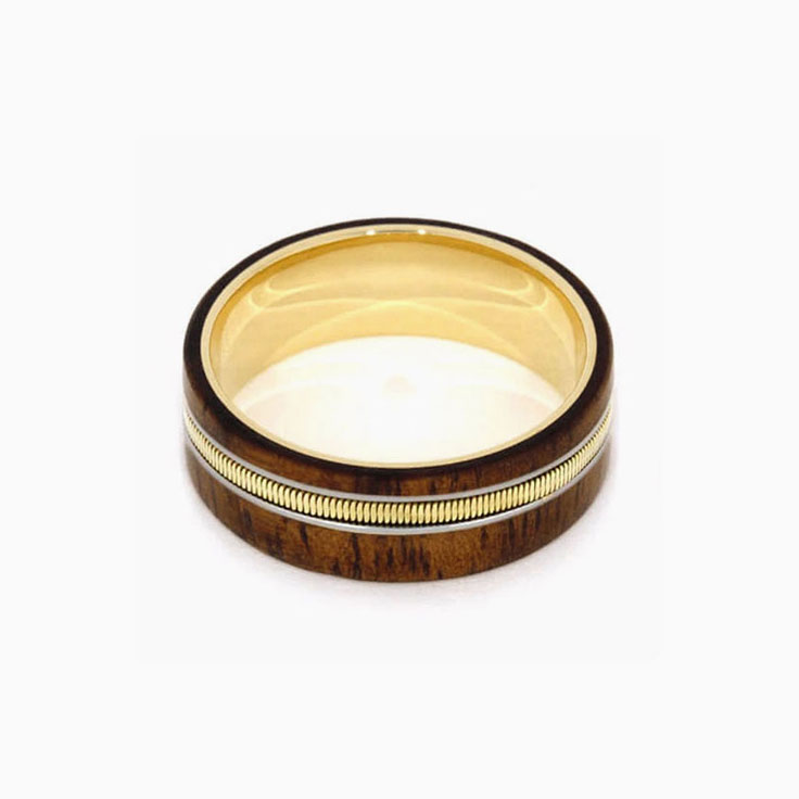 Guitar string with gold and wood