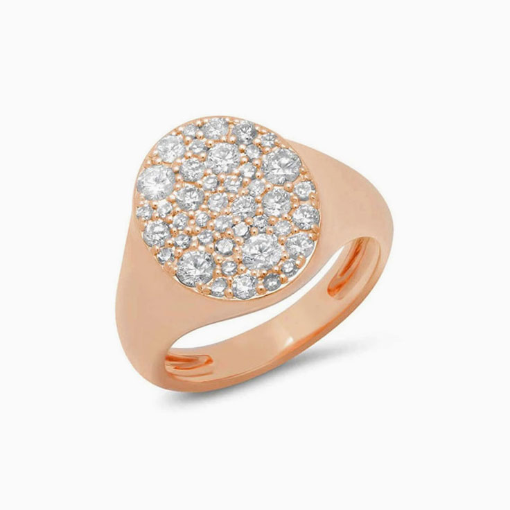 Oval diamond signet ring