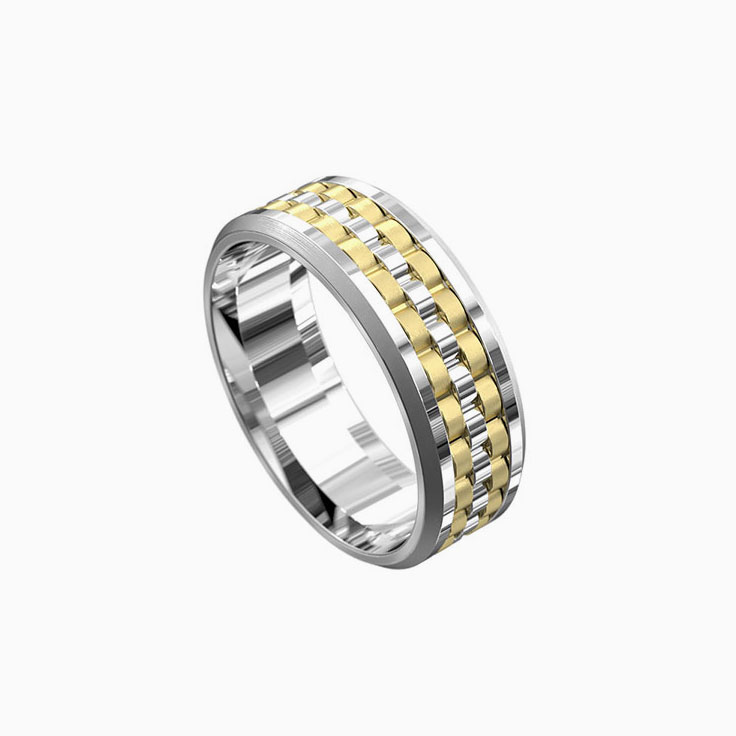 Patterned mens ring 5092