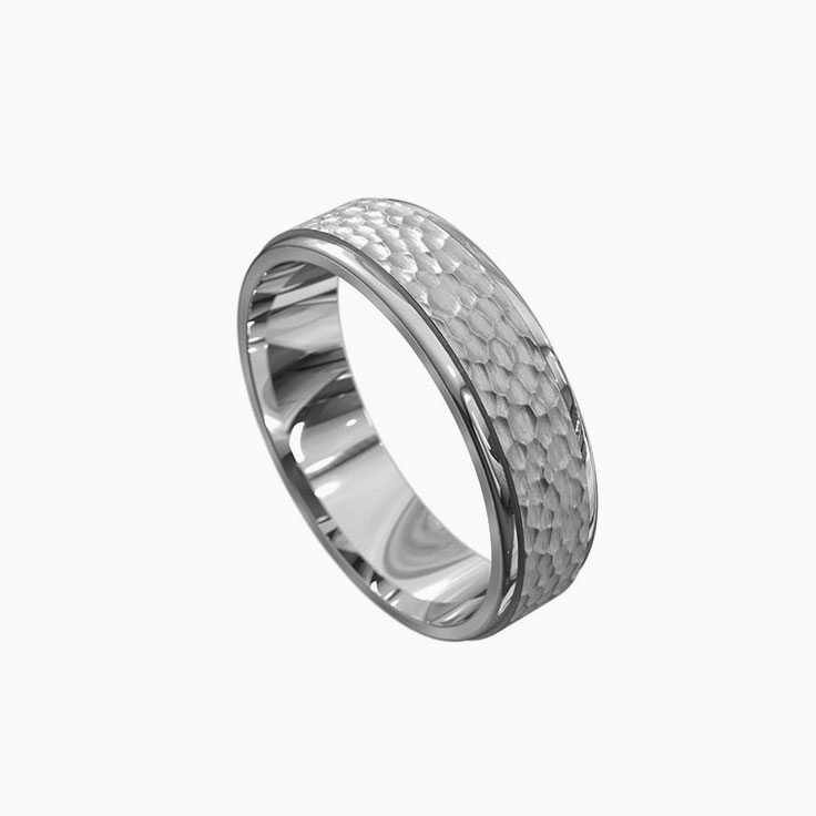 Hammer finish mens ring 4042