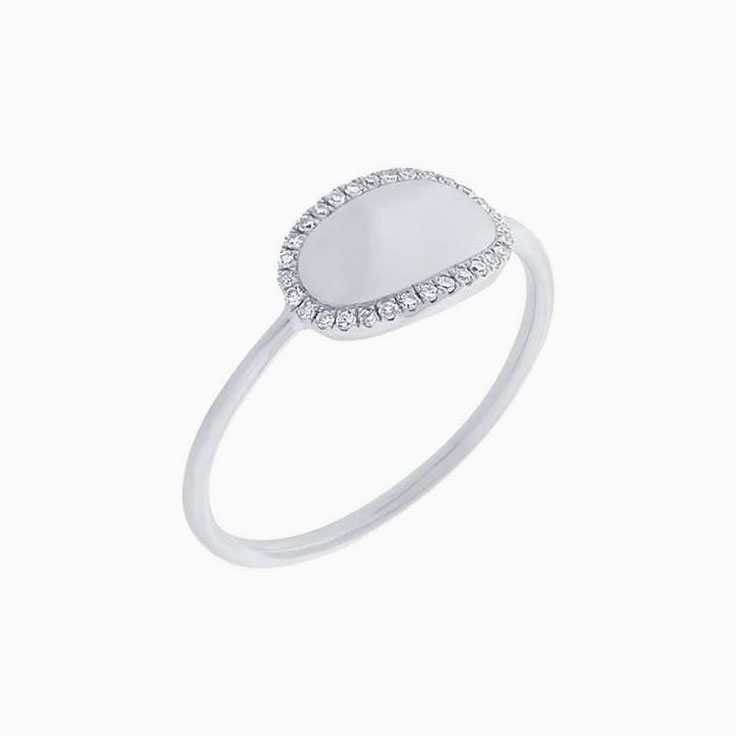 Diamond Oval Signet Ring