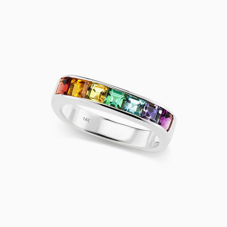 Princess cut rainbow band