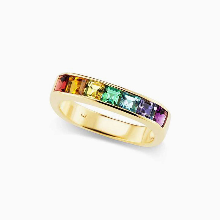 Princess cut rainbow band