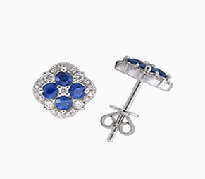 Blue sapphire with diamond studs