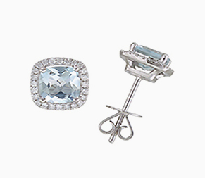 Cushion Aquamarine studs