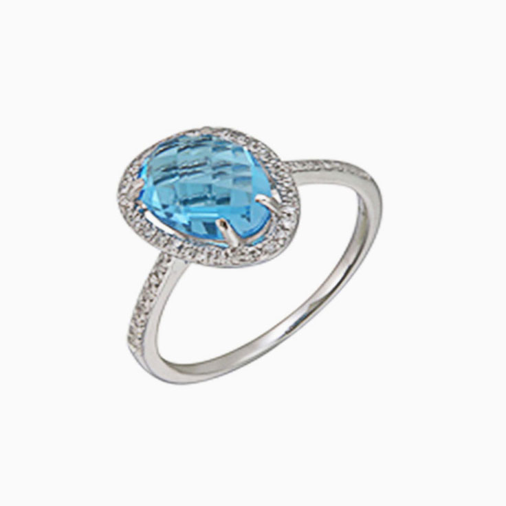 London Blue topaz halo ring