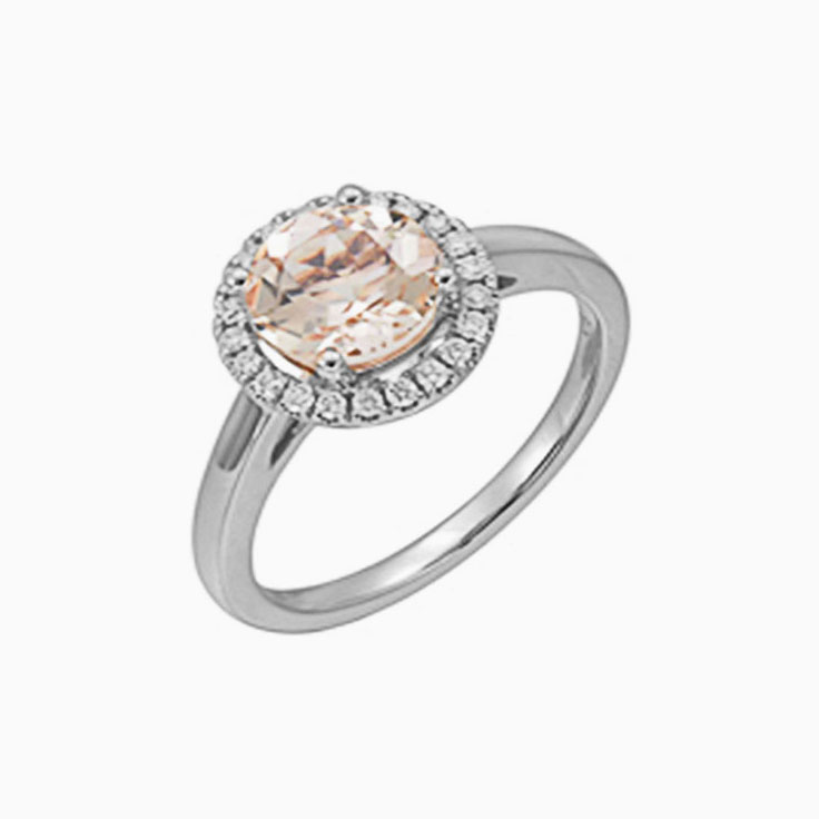 Morganite halo ring
