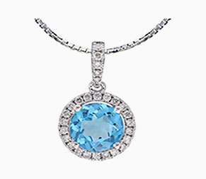 Round Topaz and diamond pendant