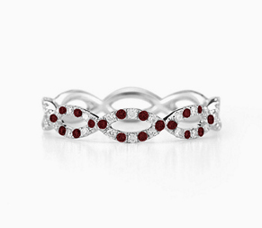 Infinity diamond and garnet ring