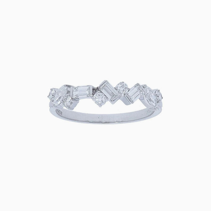 Round and Baguette Diamond Band