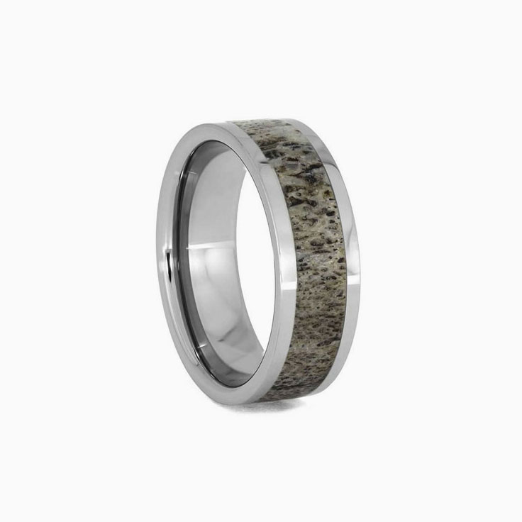 Deer Antler Wedding Band in Titanium or Solid Gold