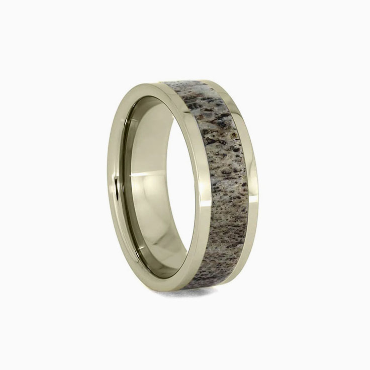 Deer Antler Wedding Band in Titanium or Solid Gold