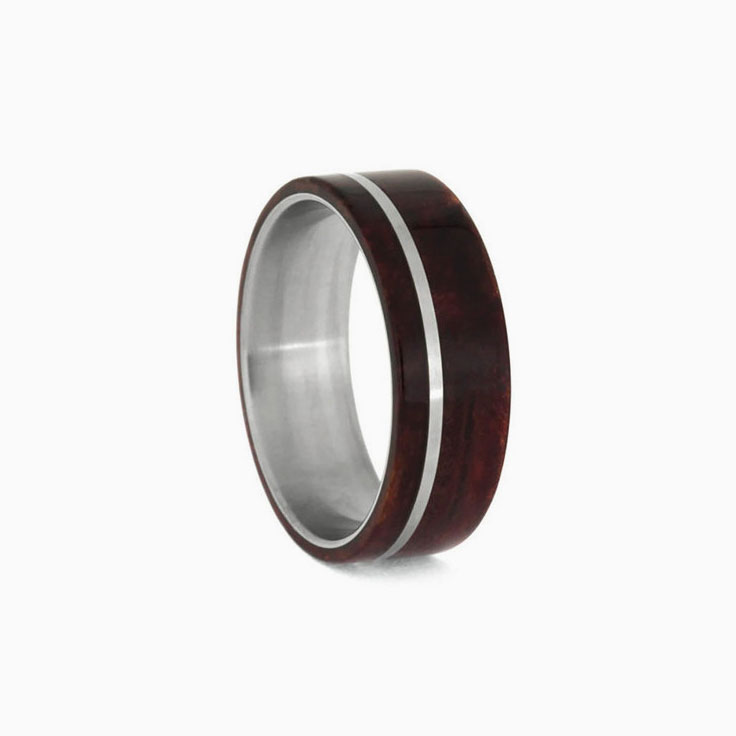 Ruby Redwood Wedding Band Matte Titanium Ring