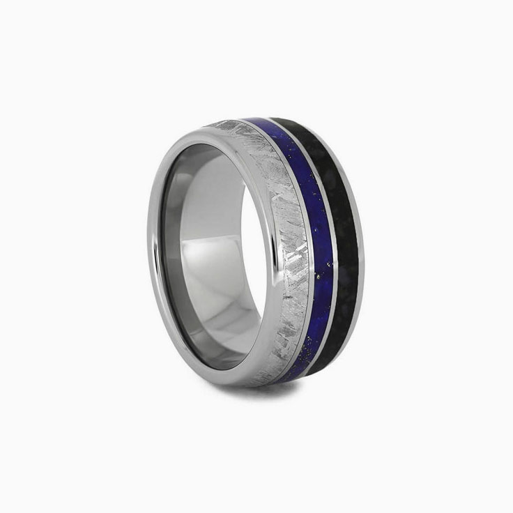 Meteorite Band With Lapis Lazuli And Dino Bone