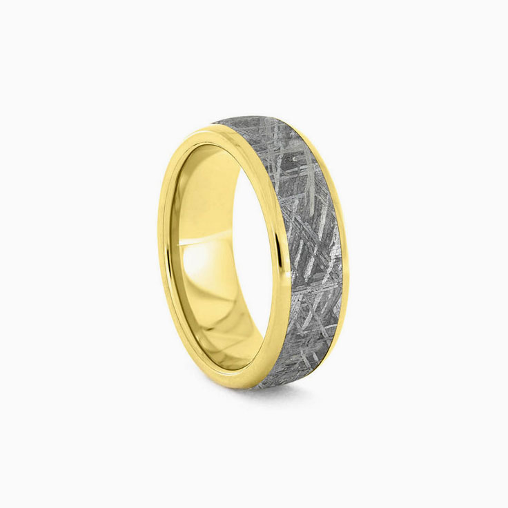Solid Gold Meteorite Mens Wedding Band