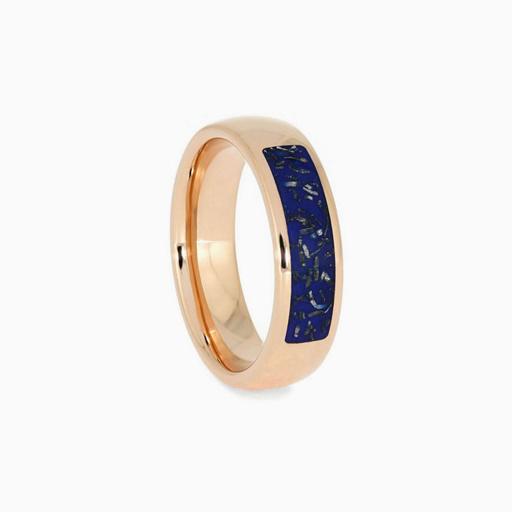 Blue Stardust Rose Gold Mens Wedding Band