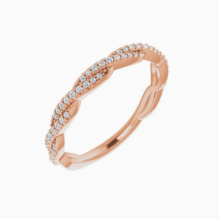 Diamond Twisted Wedding Band