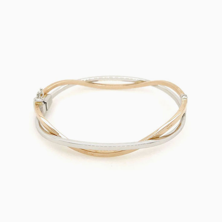 Twisted Dual Tone Gold Bangle