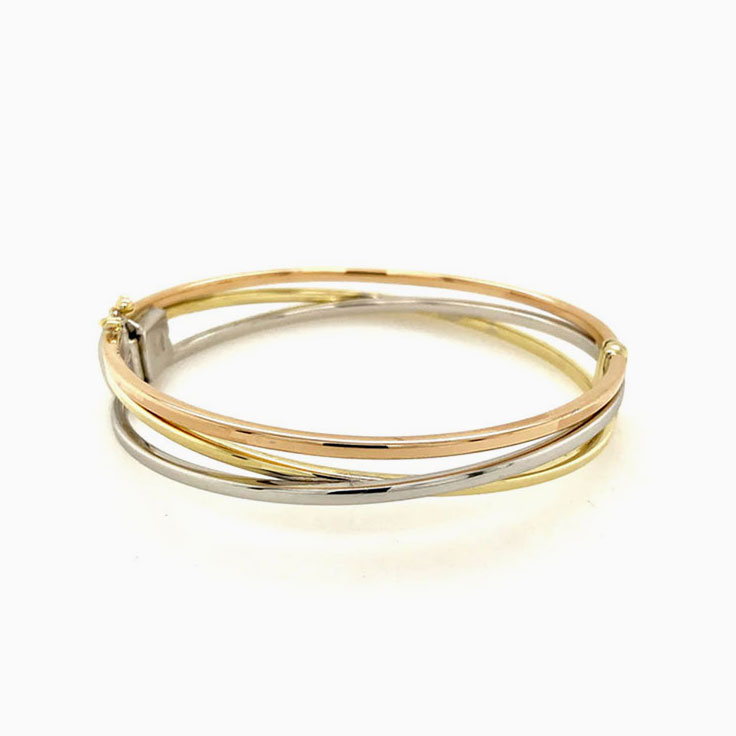 Three Tone Italian Gold Bangle