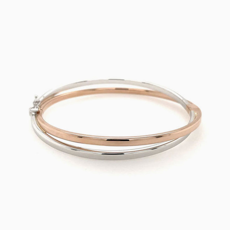 Rose and White Gold Bangle