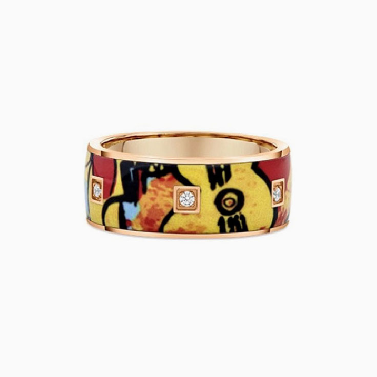 Gold colourful Ceramic Ring
