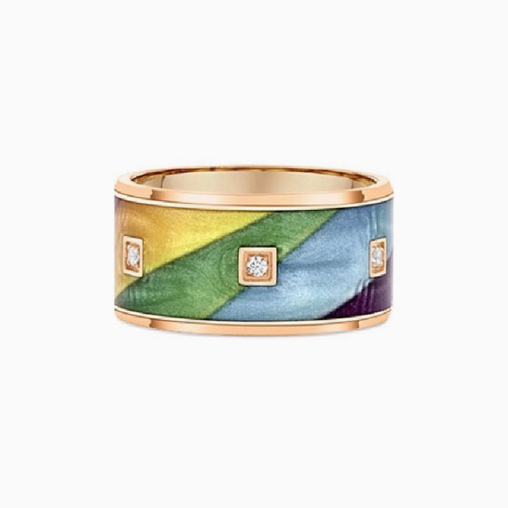 Ceramic Multicoloured Gold Ring