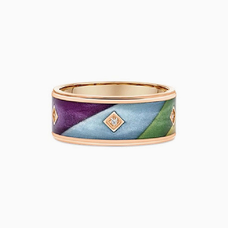 Ceramic Multicolour Gold Ring
