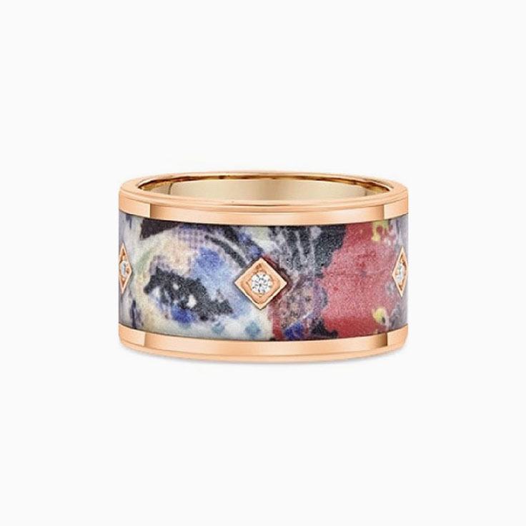 Gold Ceramic Diamond Ring