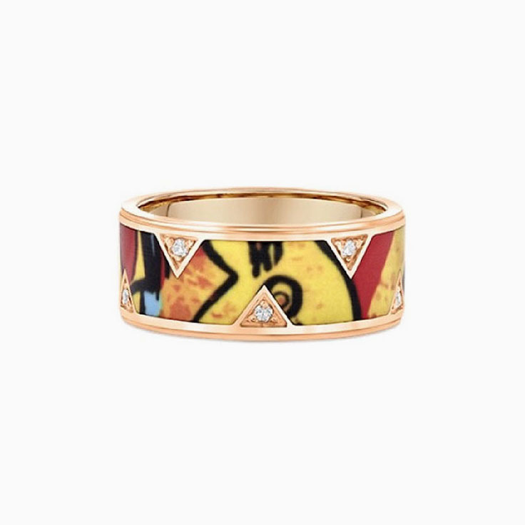Colourful Ceramic Diamond Gold Band