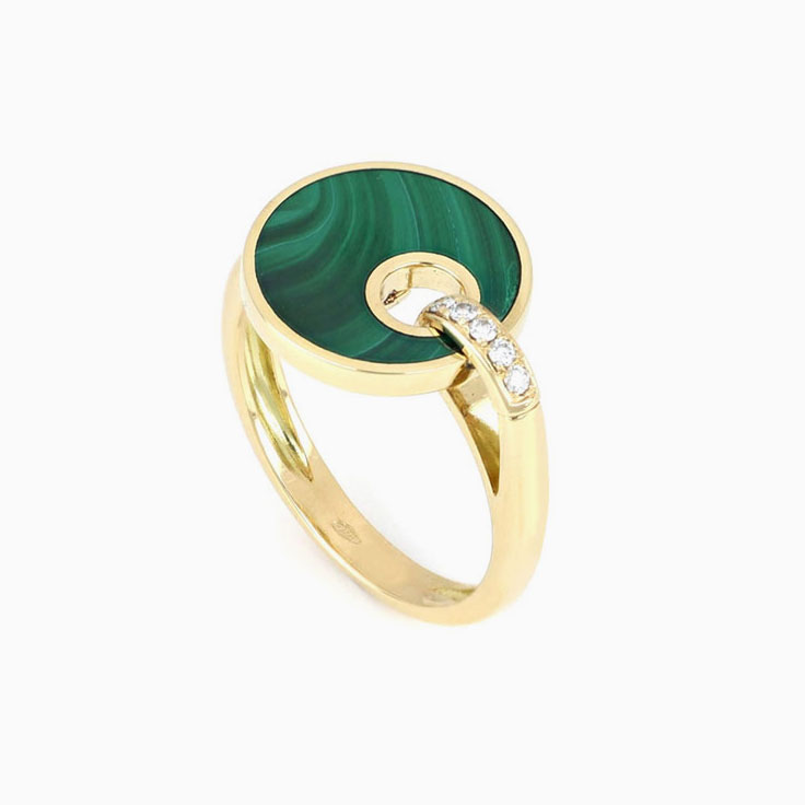 Diamond And Malachite Ring