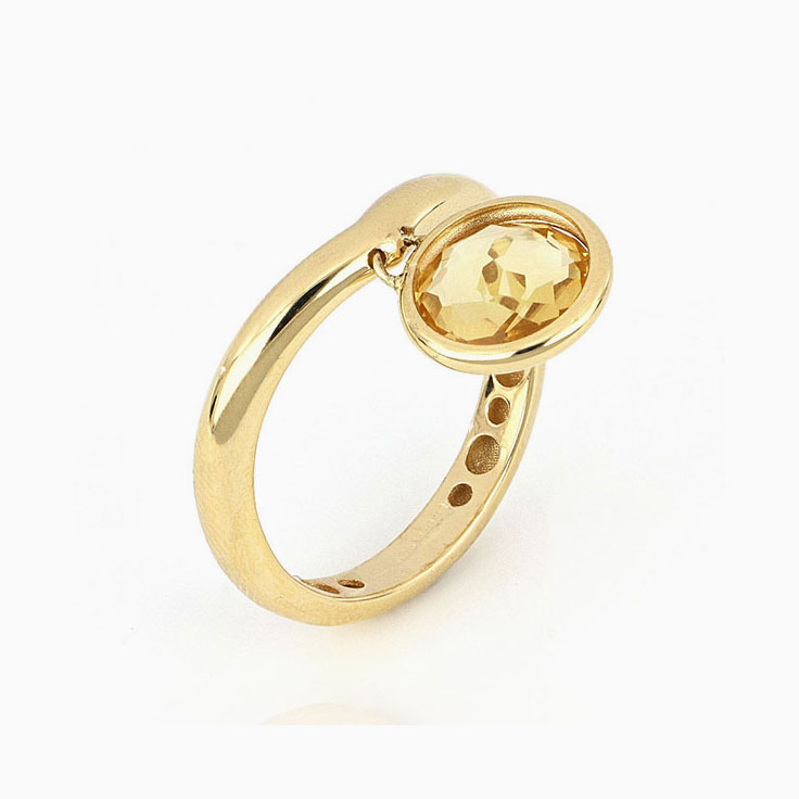 Yellow Citrine Charm Ring
