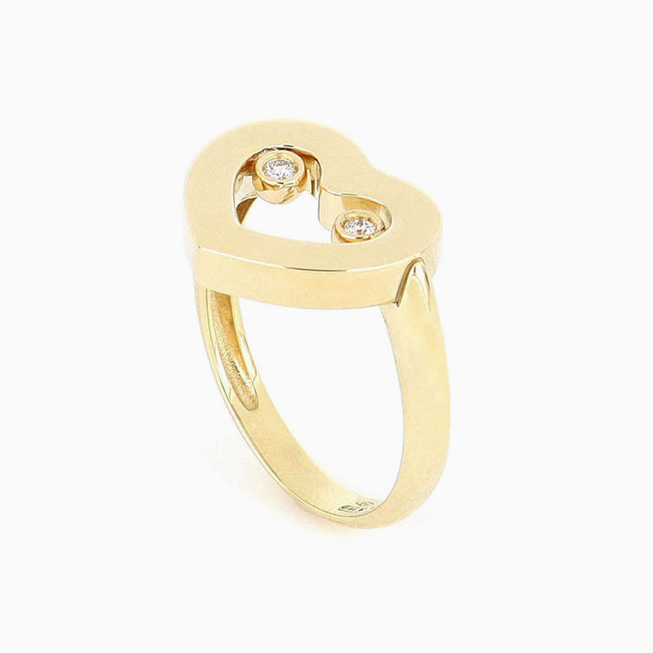 Gold and Diamond Heart Ring