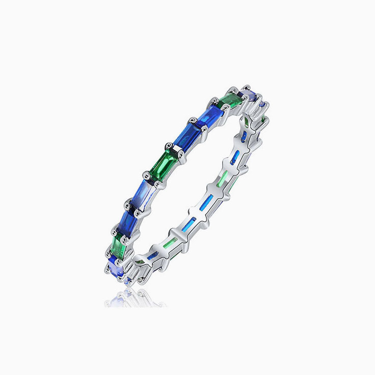 Multi Colour Saphhire Wedding Band