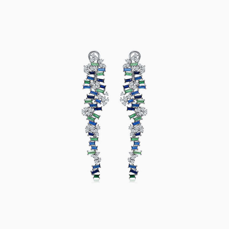 Saphhire And Diamond Drop Earrings