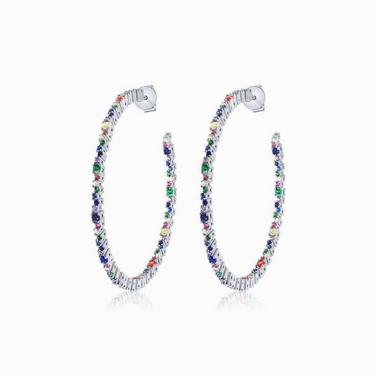 Multi Sapphires Gemstones Hoops