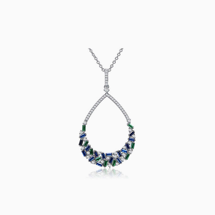 Diamond And Sapphire Drop Pendant