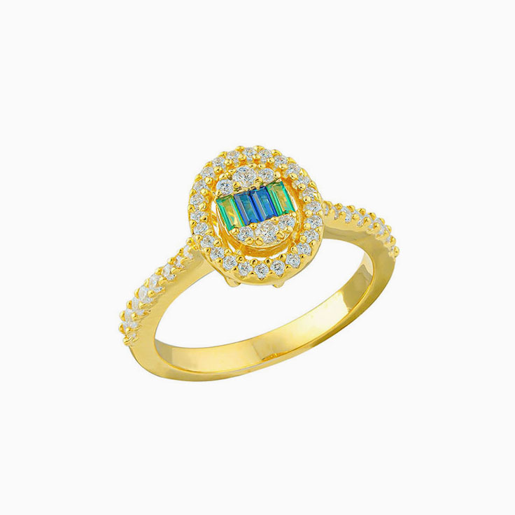 Diamond And Sapphire Round Ring