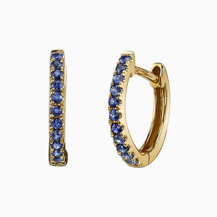 Blue sapphire huggies