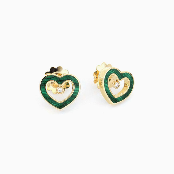 Malachite and Diamond Studs