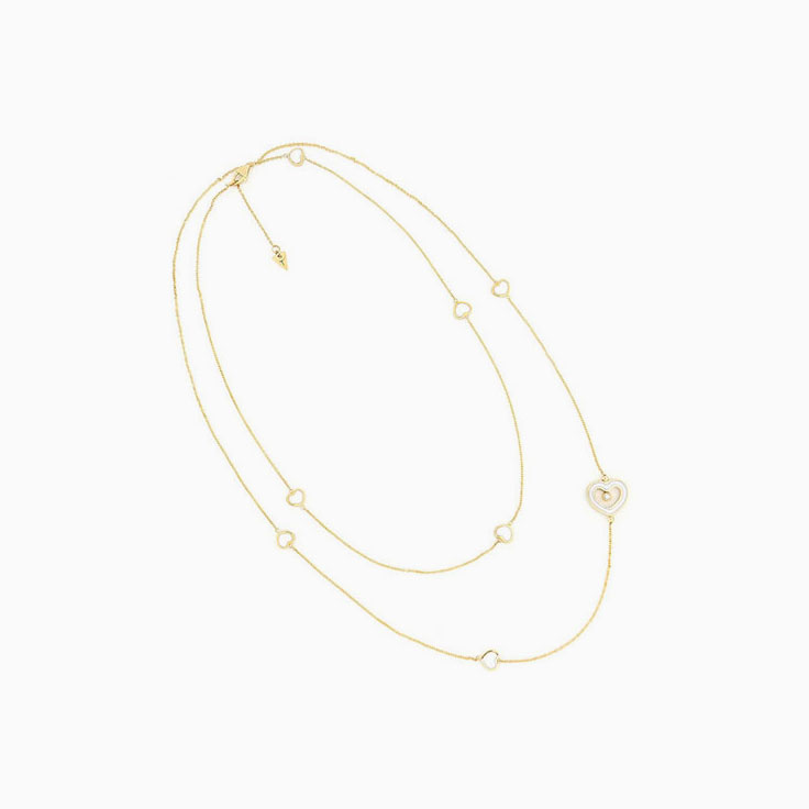 White Kogolong and Diamond Heart Necklace