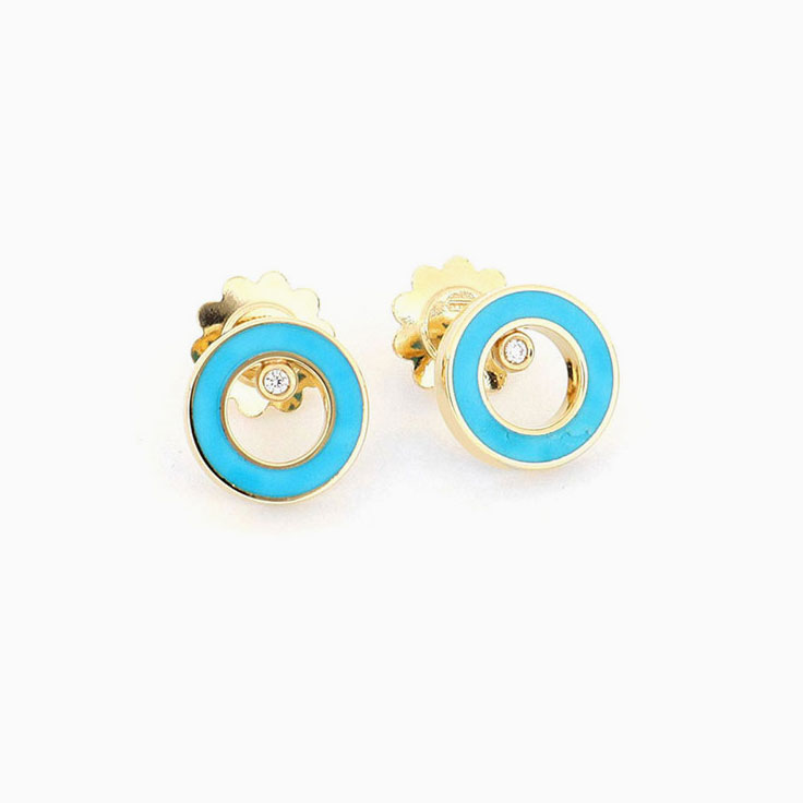 Turquoise And Diamond Circle Studs