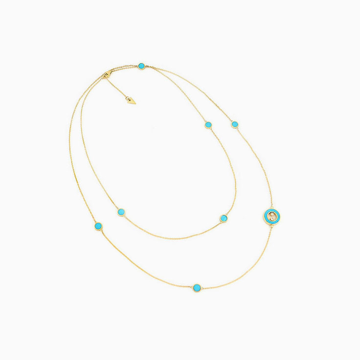 Long Turquoise and Diamond Necklace