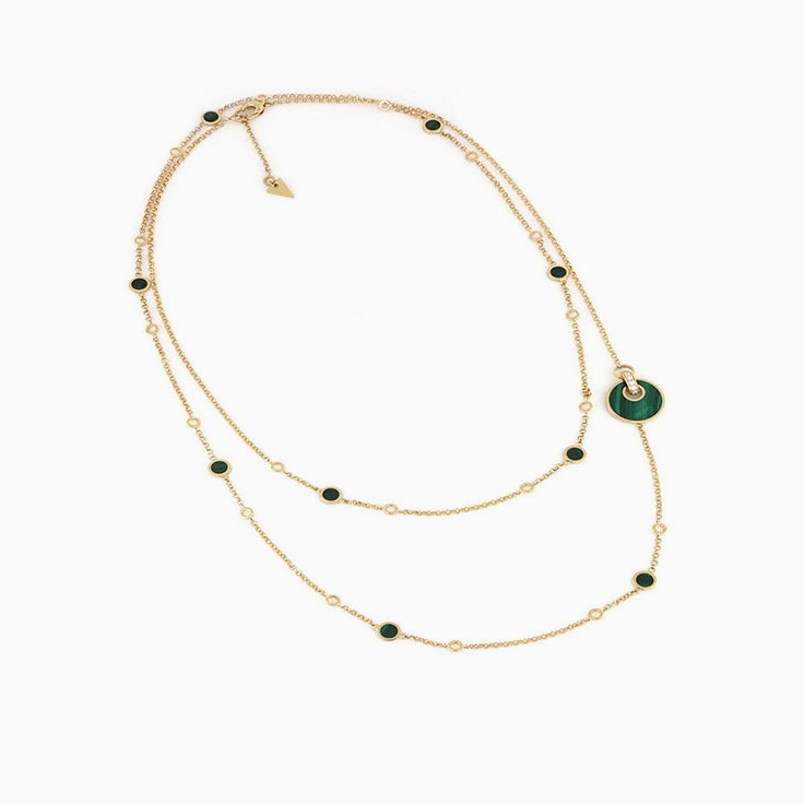 Green Malachite Necklace With Diamonds